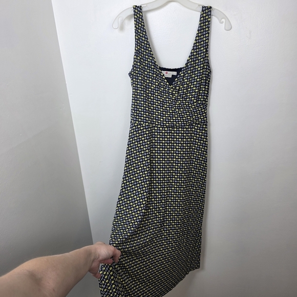 Boden Blue Green Apple Print Stretchy  Casual Flowy Willa Midi Dress Size 6 Long - Picture 3 of 9